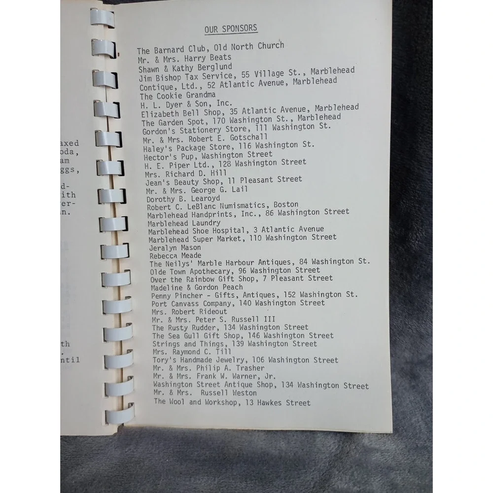 Old North Church Cookbook Marblehead Massachusetts 1978 Typed Local‎